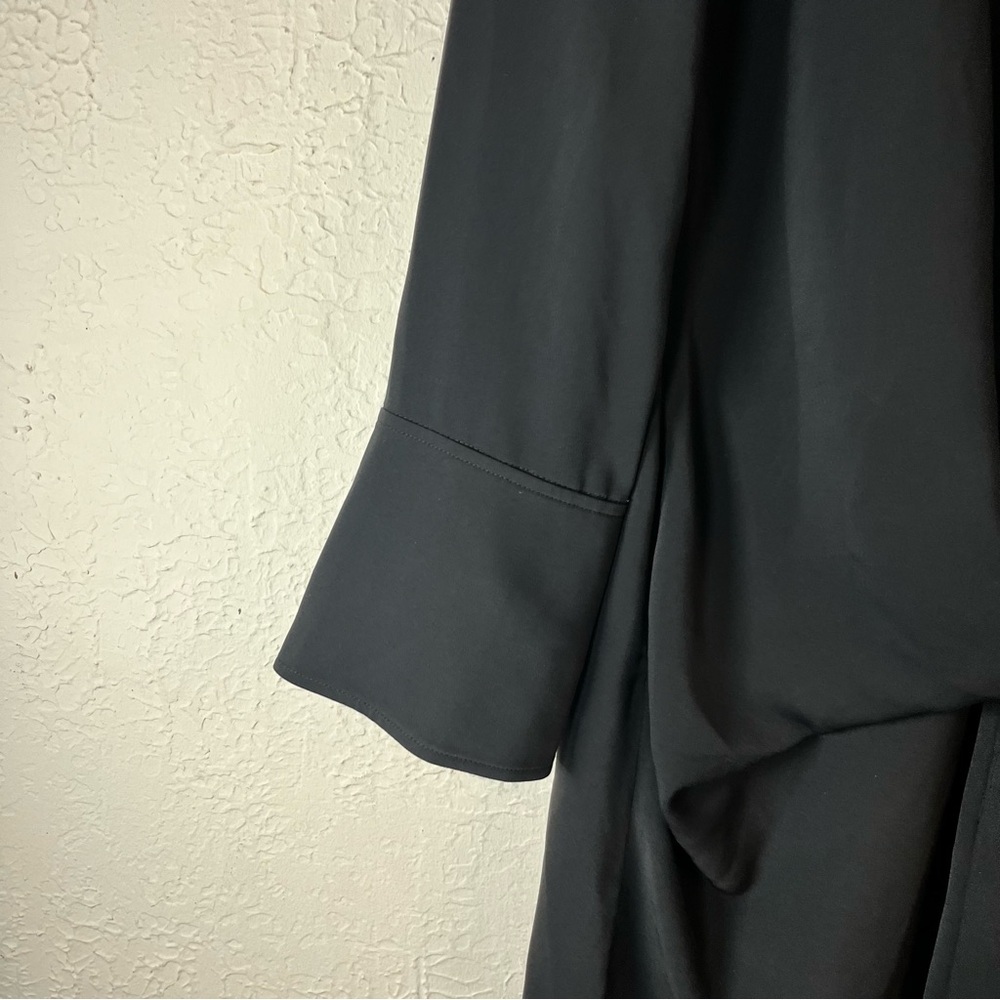 L’Academie Karolina Faux Wrap Shirt Dress – Black | Size L - Picture 8 of 13